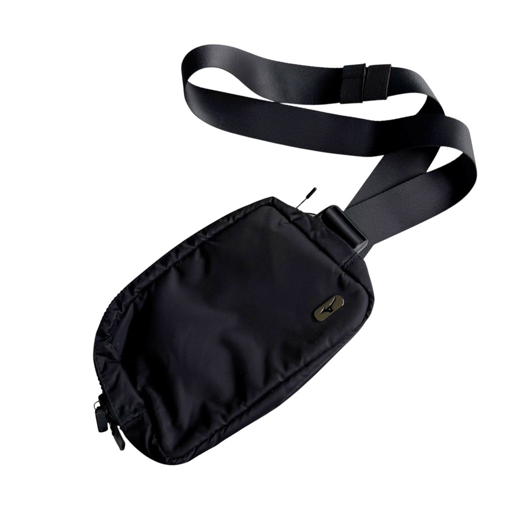 Mizuno Runbird Belt Bag Fanny Pack Black Nylon 1.5L Running Waist Pack Crossbody